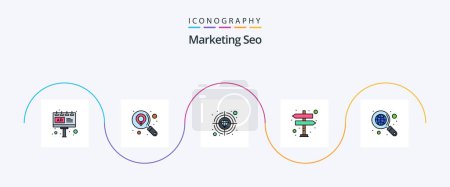 Illustration for Marketing Seo Line Filled Flat 5 Icon Pack Including search. right. premium. left. arrow - Royalty Free Image