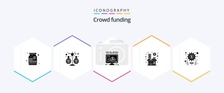 Ilustración de Crowdfunding 25 Paquete de iconos de glifos incluyendo dinero. acciones. ingresos. inversión. donar - Imagen libre de derechos