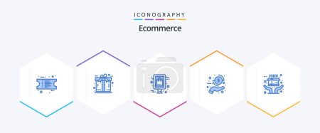 Illustration for Ecommerce 25 Blue icon pack including shipping. delivery. board. payment. hand - Royalty Free Image