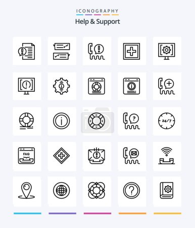 Illustration for Creative Help And Support 25 OutLine icon pack  Such As information. help. speech bubble. help. center - Royalty Free Image