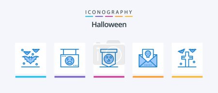 Illustration for Halloween Blue 5 Icon Pack Including mail. halloween. shop. envelope. skull. Creative Icons Design - Royalty Free Image