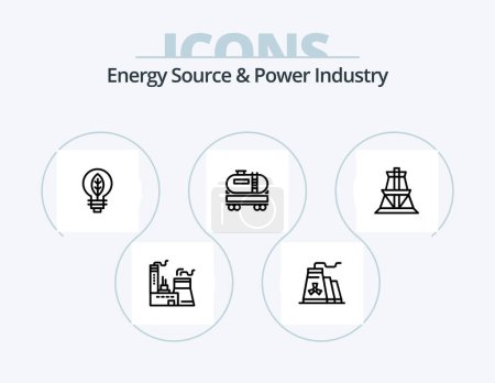 Téléchargez les illustrations : Energy Source And Power Industry Line Icon Pack 5 Icon Design. industry. line. green. gas. pipeline - en licence libre de droit