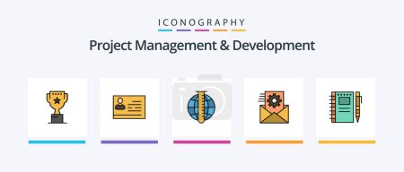 Illustration for Project Management And Development Line Filled 5 Icon Pack Including top. judge. featured. gravel. vintage. Creative Icons Design - Royalty Free Image