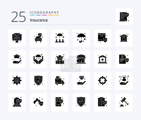 Illustration for Insurance 25 Solid Glyph icon pack including security. insurance. insurance. box. protection - Royalty Free Image