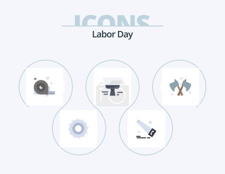 Illustration for Labor Day Flat Icon Pack 5 Icon Design. weapon. axe. construction. tool. paint - Royalty Free Image