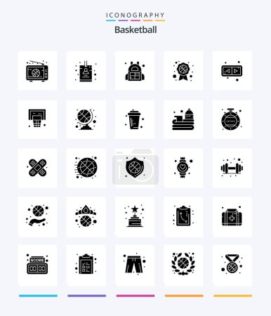 Illustration for Creative Basketball 25 Glyph Solid Black icon pack  Such As basket. flip. bag. arrows. badge - Royalty Free Image