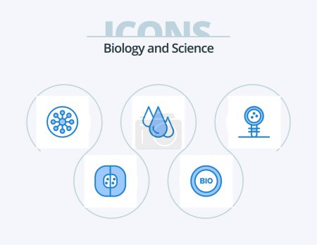 Ilustración de Biología Blue Icon Pack 5 Icon Design. conocimiento. Biología. energía. Estudia. aprender - Imagen libre de derechos