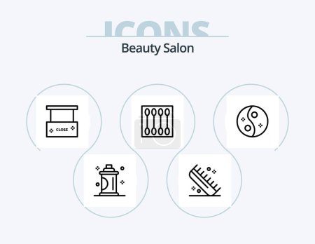 Téléchargez les illustrations : Beauty Salon Line Icon Pack 5 Icon Design. cosmetics. beauty. mirror. skin cleansing. body soothing - en licence libre de droit