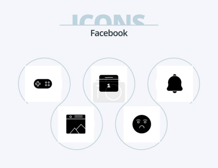Illustration for Facebook Glyph Icon Pack 5 Icon Design. bell. day. aid. month. calender - Royalty Free Image