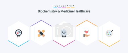 Téléchargez les illustrations : Biochemistry And Medicine Healthcare 25 Flat icon pack including hand. care. medical. medical. medical - en licence libre de droit