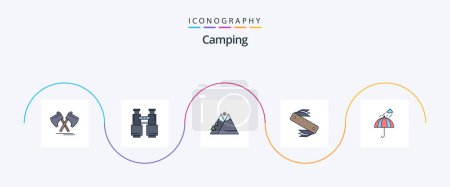 Illustration for Camping Line Filled Flat 5 Icon Pack Including army. hiking. explore. sun. nature - Royalty Free Image