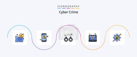 Ilustración de Cyber Crime Line Filled Flat 5 Icon Pack Including setting. lock. criminal. cyber crime. antivirus - Imagen libre de derechos