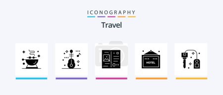Téléchargez les illustrations : Travel Glyph 5 Icon Pack Including success. key. postcard. hotel. sign. Creative Icons Design - en licence libre de droit