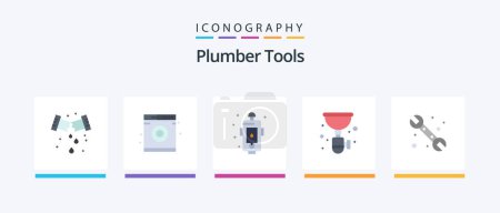 Illustration for Plumber Flat 5 Icon Pack Including mechanical. sink. danger. plumbing. pipe. Creative Icons Design - Royalty Free Image