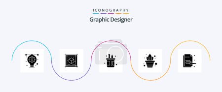 Ilustración de Diseñador gráfico Glyph 5 Icon Pack Incluye pintura. planta en maceta. caja. Planta. olla - Imagen libre de derechos