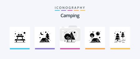 Illustration for Camping Glyph 5 Icon Pack Including tree. forest. tree. sun. outdoor. Creative Icons Design - Royalty Free Image