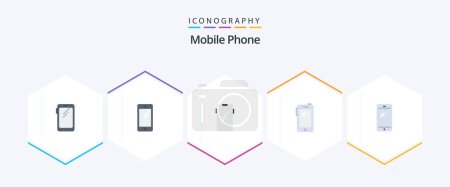 Illustration for Mobile Phone 25 Flat icon pack including . android. - Royalty Free Image