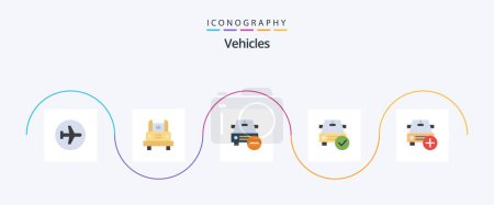Téléchargez les illustrations : Vehicles Flat 5 Icon Pack Including complete. car. transportation. vehicles. less - en licence libre de droit