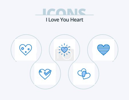 Téléchargez les illustrations : Heart Blue Icon Pack 5 Icon Design. like. heart. heart. valentine. heart - en licence libre de droit