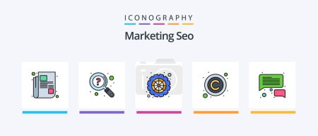 Illustration for Marketing Seo Line Filled 5 Icon Pack Including help. settings. money. options. analysis. Creative Icons Design - Royalty Free Image