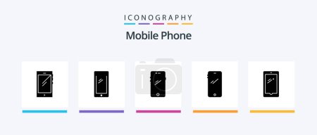 Téléchargez les illustrations : Mobile Phone Glyph 5 Icon Pack Including .. Creative Icons Design - en licence libre de droit