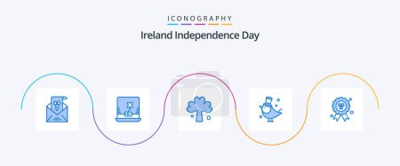 Téléchargez les illustrations : Irlande Independence Day Blue Pack de 5 icônes incluant madel. Moineau. vert. Mon chou. oiseau - en licence libre de droit