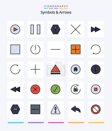 Ilustración de Creative Symbols & Arrows 25 Line FIlled icon pack  Such As new. subtract. forward. minus. switch - Imagen libre de derechos