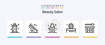Téléchargez les illustrations : Beauty Salon Line 5 Icon Pack Miroir inclus. beauté. salon. réflexion. toilettage. Icônes créatives Design - en licence libre de droit