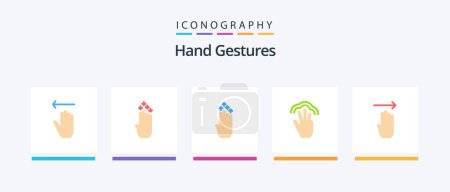 Téléchargez les illustrations : Hand Gestures Flat 5 Icon Pack Including multiple touch. hand. finger. gestures. up. Creative Icons Design - en licence libre de droit