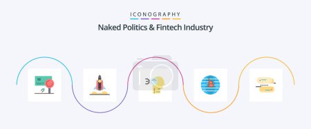 Ilustración de Naked Politics And Fintech Industry Flat 5 Icon Pack Incluye descentralizado. blockchain. startup. bitcoin. escudo - Imagen libre de derechos