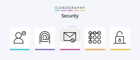Illustration for Security Line 5 Icon Pack Including message. envelope. padlock. warning. alert. Creative Icons Design - Royalty Free Image