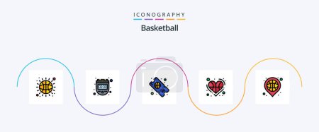 Illustration for Basketball Line Filled Flat 5 Icon Pack Including location. basket. sport. p. heart - Royalty Free Image