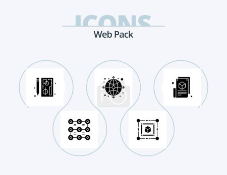 Ilustración de Web Pack Glyph Icon Pack 5 Icon Design. página del blog. internet. navegador. globo. web - Imagen libre de derechos