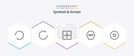 Illustration for Symbols and Arrows 25 Line icon pack including . denied. - Royalty Free Image