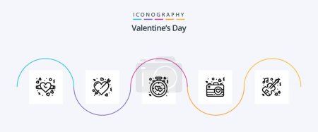 Ilustración de Valentines Day Line 5 Icon Pack Including marriage. love. clock. heart. romance - Imagen libre de derechos