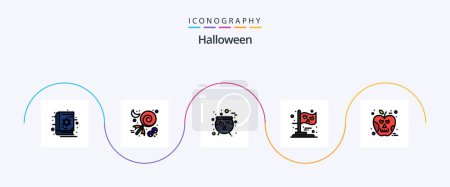 Illustration for Halloween Line Filled Flat 5 Icon Pack Including halloween. witch. board. party. flag - Royalty Free Image