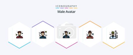 Illustration for Male Avatar 25 FilledLine icon pack including golfing. golf. avatar. detect. detective - Royalty Free Image