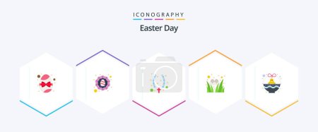 Illustration for Easter 25 Flat icon pack including cart. festival. necklace. holiday. egg - Royalty Free Image