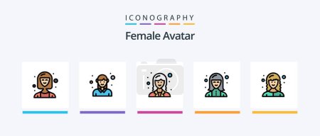 Ilustración de Female Avatar Line Filled 5 Icon Pack Including baseball player. technologist. female. technician. expert. Creative Icons Design - Imagen libre de derechos