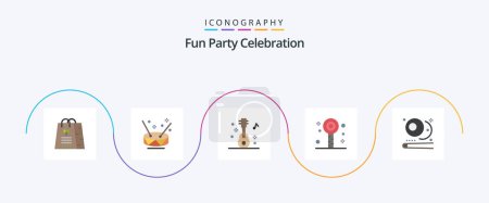 Téléchargez les illustrations : Party Flat 5 Icon Pack Including pool. summer. audio. party. fun - en licence libre de droit