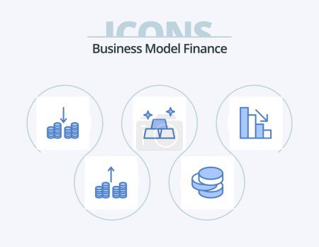 Ilustración de Finance Blue Icon Pack 5 Icon Design. . . money. fall. analytics - Imagen libre de derechos