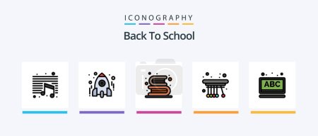 Illustration for Back To School Line Filled 5 Icon Pack Including alarm. school. bag. education. clipboard. Creative Icons Design - Royalty Free Image