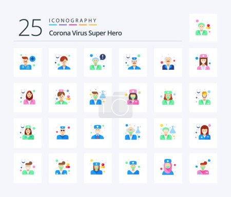 Illustration for Corona Virus Super Hero 25 Flat Color icon pack including stethoscope. doctor. nurse. health care. appointment - Royalty Free Image