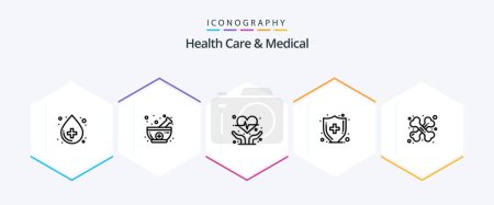 Illustration for Health Care And Medical 25 Line icon pack including traumatology. health. cardiogram. care. medical care - Royalty Free Image