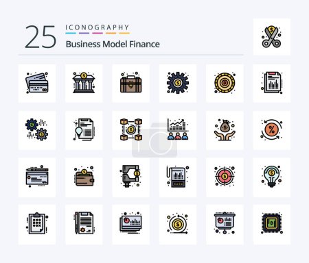 Illustration for Finance 25 Line Filled icon pack including process. making. power. cogs. portfolio - Royalty Free Image
