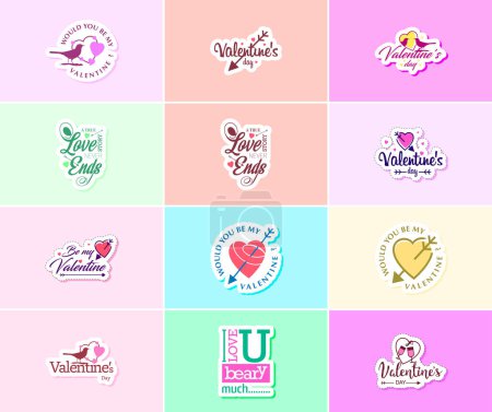 Illustration for Celebrating Love on Valentine's Day with Stunning Design Stickers - Royalty Free Image