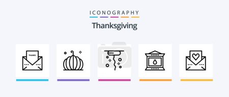 Illustration for Thanks Giving Line 5 Icon Pack Including lifestyle. celebration. pilgrim. thanksgiving. love letter. Creative Icons Design - Royalty Free Image