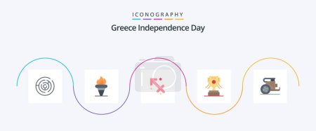 Ilustración de Grecia Día de la Independencia Piso 5 Icon Pack Incluyendo caballos. Irlanda. olímpica. taza. Grecia. - Imagen libre de derechos