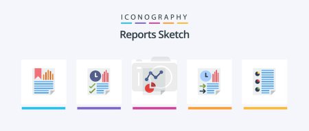 Ilustración de Reports Sketch Flat 5 Icon Pack Including paper. data. report. bars. paper. Creative Icons Design - Imagen libre de derechos