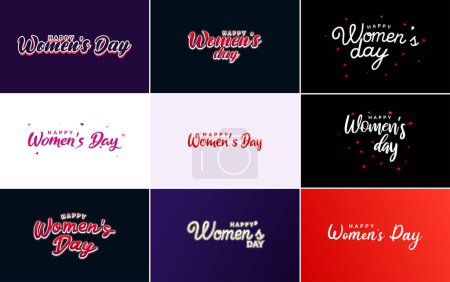 Ilustración de International Women's Day greeting card template with a floral design and hand-lettering text vector illustration - Imagen libre de derechos